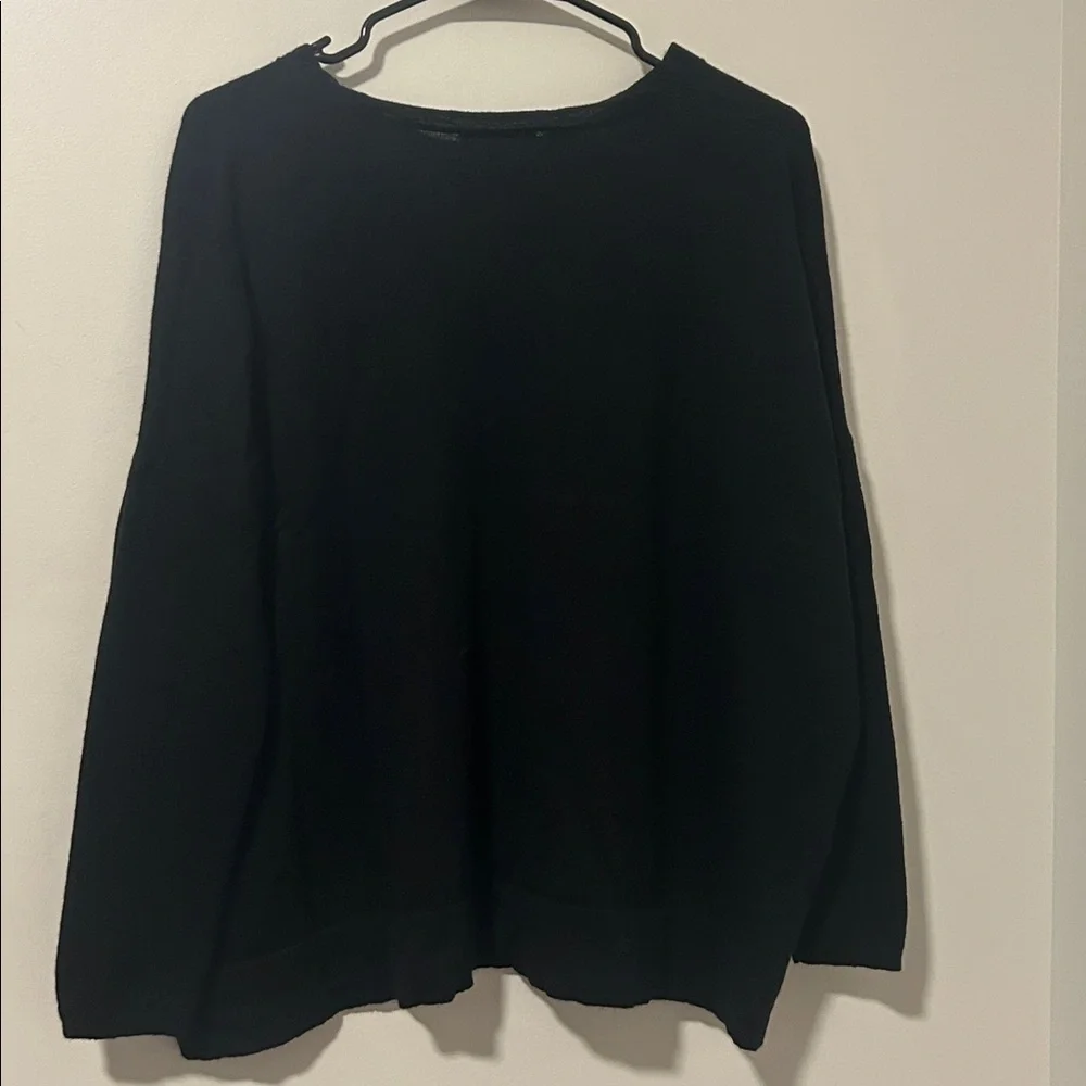 J Crew 100% Merino Wool Black Oversized Long Sleeve Sweater Size Small